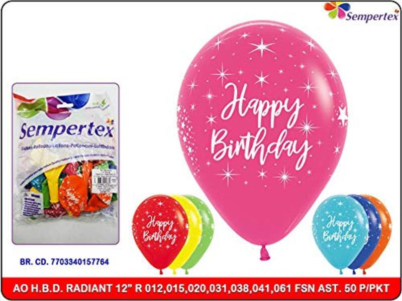 Sempertex 12-Inch Round Fashion Happy Birthday Radiant Latex Balloons Set, 50-Piece, Multicolour
Sempertex 12-Inch Round Fashion Happy Birthday Radiant Latex Balloons Set, 50-Piece, Multicolour