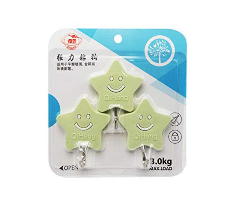 Strong Adhesive Smiley Star Designed Multi-Purpose Wall Hooks, 3 Pieces, Light Green
Strong Adhesive Smiley Star Designed Multi-Purpose Wall Hooks, 3 Pieces, Light Green