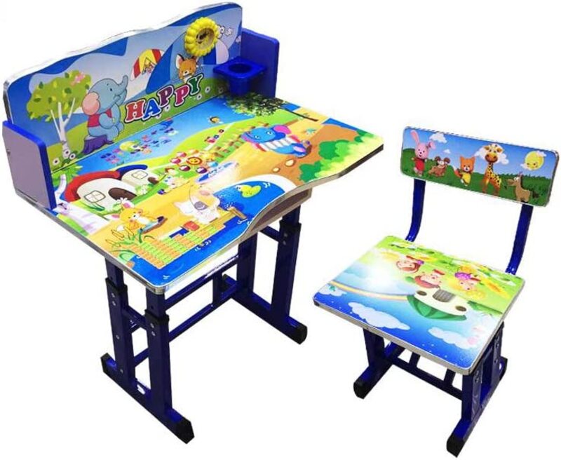 Education Study Happy Animal Design Table & Chair with Clock Attached, Blue
Education Study Happy Animal Design Table & Chair with Clock Attached, Blue