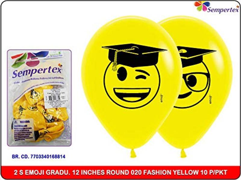 Sempertex 12-Inch Round Fashion Emoji Graduation Latex Balloons Set, 10-Piece, Yellow
Sempertex 12-Inch Round Fashion Emoji Graduation Latex Balloons Set, 10-Piece, Yellow