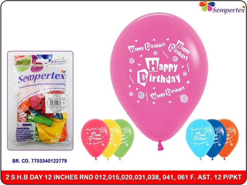 Sempertex 12-inch Happy Birthday Party Printed Latex Round Balloons, 12 Pieces, Fashion Assorted
Sempertex 12-inch Happy Birthday Party Printed Latex Round Balloons, 12 Pieces, Fashion Assorted