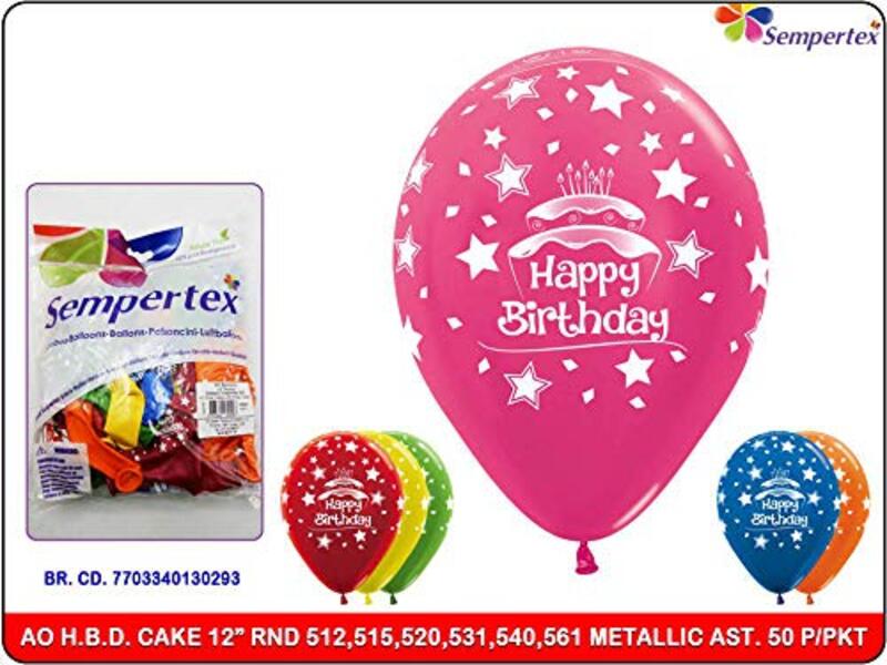 Sempertex 12-Inch Round Metallic Assorted Happy Birthday Cake Latex Balloons, 50-Piece, All Ages
Sempertex 12-Inch Round Metallic Assorted Happy Birthday Cake Latex Balloons, 50-Piece, All Ages