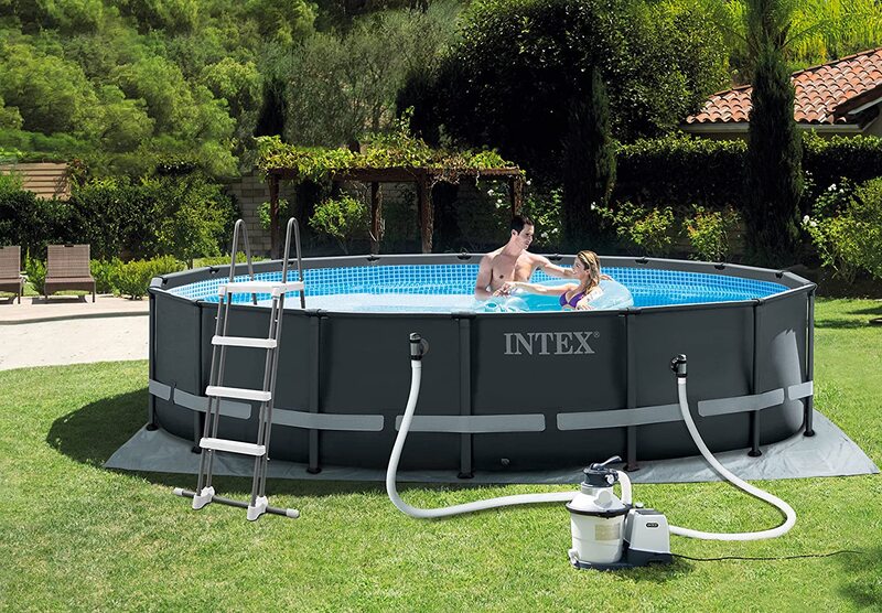 Intex Ultra XTR Metal Frame Swimming Pool with Sand Filter/Ladder/Cover & Ground Cloth, 16 feet x 48 Inch, Grey
Intex Ultra XTR Metal Frame Swimming Pool with Sand Filter/Ladder/Cover & Ground Cloth, 16 feet x 48 Inch, Grey