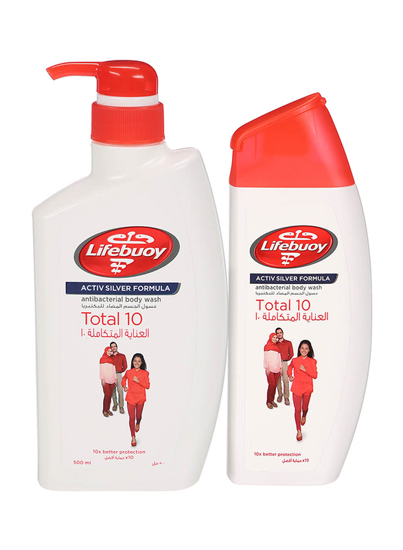 Lifebuoy Total 10 Activ Silver Formula Antibacterial Body Wash, Multicolour, 2 Pieces
Lifebuoy Total 10 Activ Silver Formula Antibacterial Body Wash, Multicolour, 2 Pieces