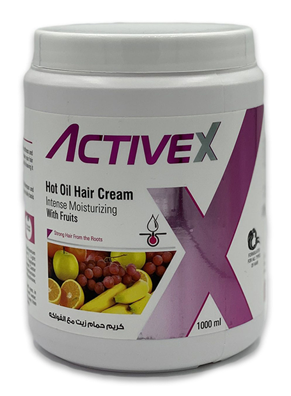 Active X Intense Moisturizing with Fruits Hot Oil Cream for All Hair Types, 1000ml
Active X Intense Moisturizing with Fruits Hot Oil Cream for All Hair Types, 1000ml