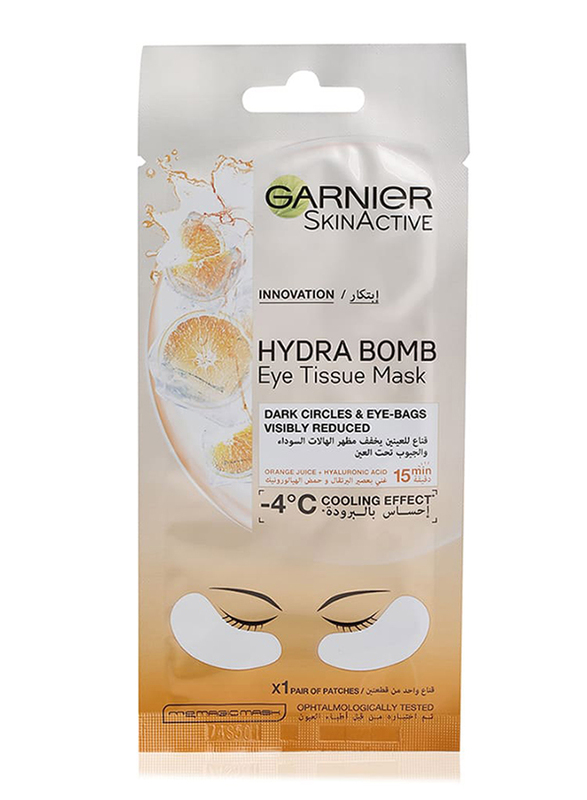 Garnier Skinactive Orange Juice and Hyaluronic Hydra Bomb Eye Tissue Face Mask, 6gm
Garnier Skinactive Orange Juice and Hyaluronic Hydra Bomb Eye Tissue Face Mask, 6gm