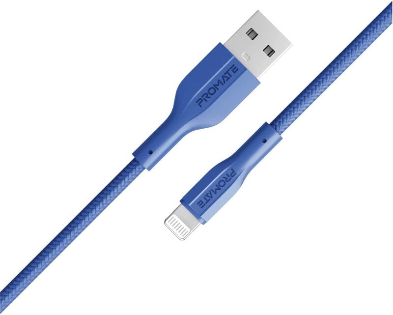 Promate 1-Meter Lightning Cable, Durable 10W USB Type A to Lightning, Anti-Tangle Silicone Cord for Smartphones/Tablets, Navy Blue
Promate 1-Meter Lightning Cable, Durable 10W USB Type A to Lightning, Anti-Tangle Silicone Cord for Smartphones/Tablets, Navy Blue