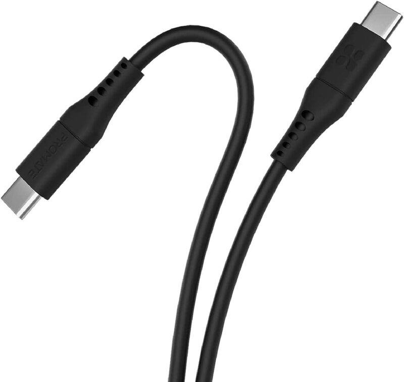 Promate 2-Meter Fast-Charging USB Type-C Cable, USB-C to Type-C 60W Anti-Tangle Silicone Cord for Smartphones/Tablets, Black
Promate 2-Meter Fast-Charging USB Type-C Cable, USB-C to Type-C 60W Anti-Tangle Silicone Cord for Smartphones/Tablets, Black