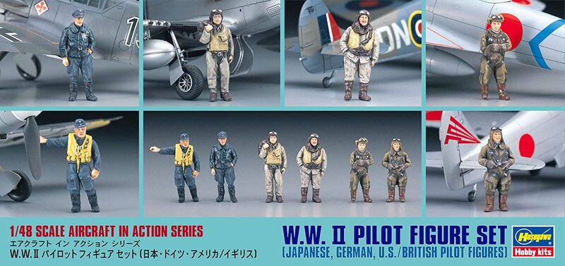 Hasegawa 1/48 Aircraft Accessory X48-7 WWII Pilot Figure Set (Japanese, German, U.S. and British Pilot Figures)
Hasegawa 1/48 Aircraft Accessory X48-7 WWII Pilot Figure Set (Japanese, German, U.S. and British Pilot Figures)