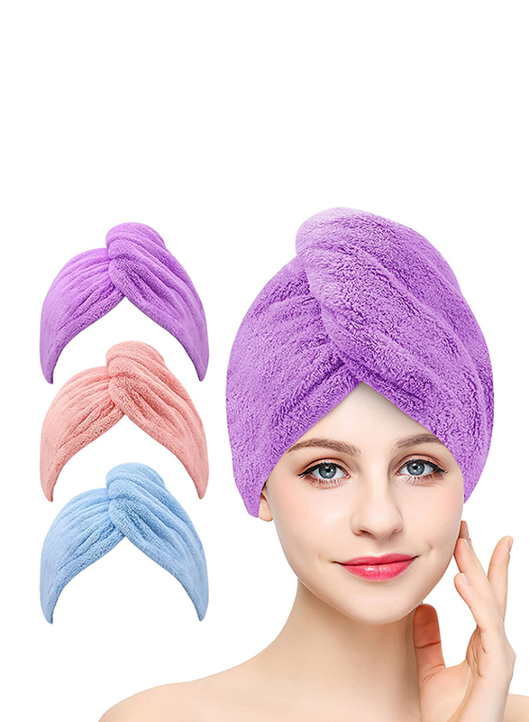 BEoffer Microfibre Hair Drying Towel Wrap Super Absorbent Hair Turban Towels with Buttons, Purple/Pink/Blue, 3-Piece
BEoffer Microfibre Hair Drying Towel Wrap Super Absorbent Hair Turban Towels with Buttons, Purple/Pink/Blue, 3-Piece