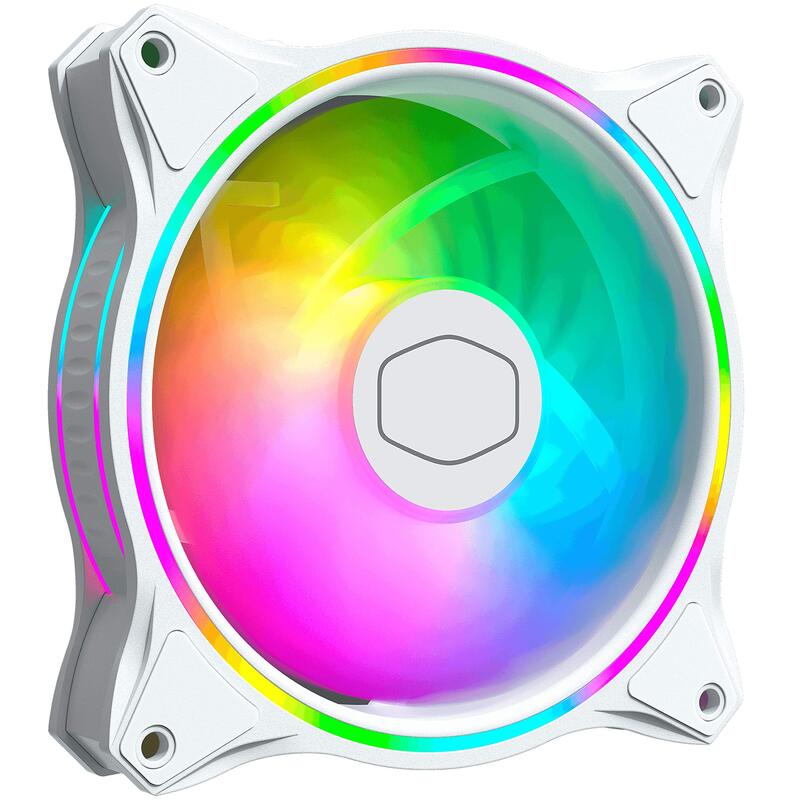 Cooler Master Master Fan Halo ARGB White Edition Dual Ring RGB Lighting Hybrid Cooling Fan, 120mm, MF120, White
Cooler Master Master Fan Halo ARGB White Edition Dual Ring RGB Lighting Hybrid Cooling Fan, 120mm, MF120, White