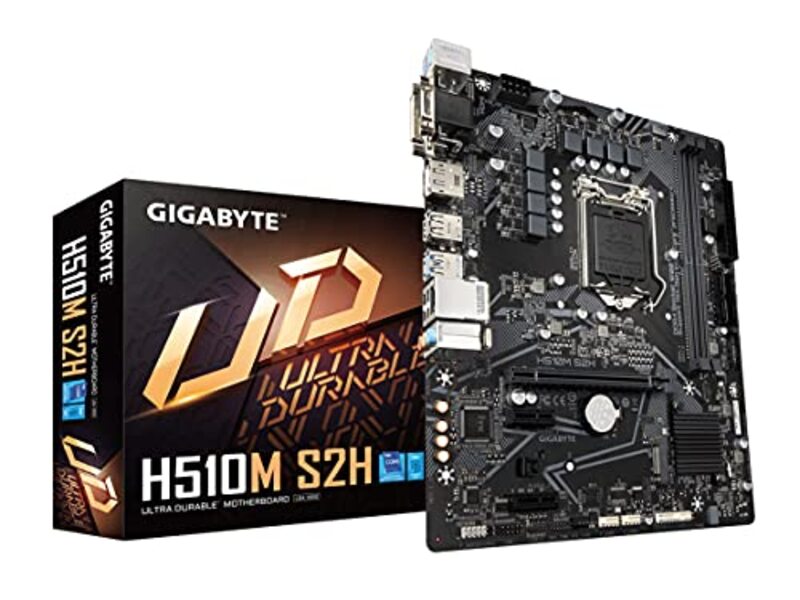 Gigabyte H510M S2H Gaming GbE LAN Motherboard, (LGA 1200/ Intel / H510/ Micro-ATX/PCIe 4.0/ USB 3.2 Gen1), Black
Gigabyte H510M S2H Gaming GbE LAN Motherboard, (LGA 1200/ Intel / H510/ Micro-ATX/PCIe 4.0/ USB 3.2 Gen1), Black
