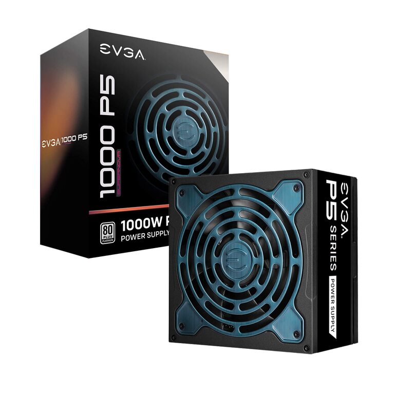 EVGA Supernova 1000 P5 80 Plus Platinum 1000W Fully Modular Eco Mode with FDB Fan 150mm Size Compact Power Supply, 220-P5-1000-X1, Black
EVGA Supernova 1000 P5 80 Plus Platinum 1000W Fully Modular Eco Mode with FDB Fan 150mm Size Compact Power Supply, 220-P5-1000-X1, Black