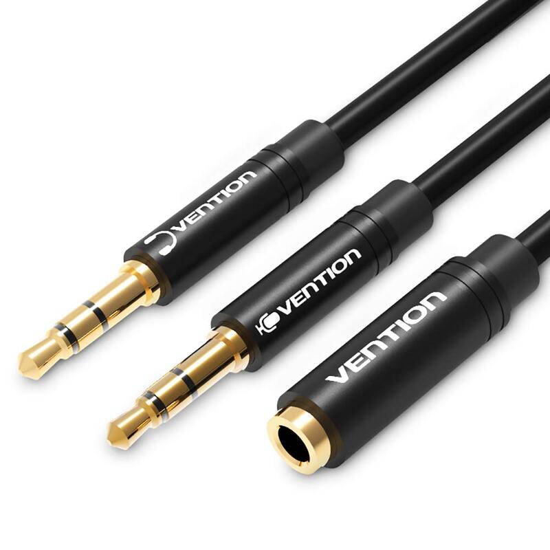 Vention 0.15-Meter 3.5mm Headphone Splitter, 3.5mm Female to Dual Headphone and Microphone Male Port Headphone Adapter, Black
Vention 0.15-Meter 3.5mm Headphone Splitter, 3.5mm Female to Dual Headphone and Microphone Male Port Headphone Adapter, Black