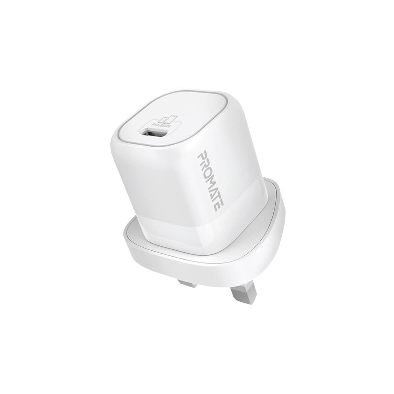 Promate GaN Ultra-Compact USB-C Wall Charger with Fast-Charging USB-C 25W Power Delivery Port, Adaptive Smart Charging and Short-Circuit Protection, W
Promate GaN Ultra-Compact USB-C Wall Charger with Fast-Charging USB-C 25W Power Delivery Port, Adaptive Smart Charging and Short-Circuit Protection, W