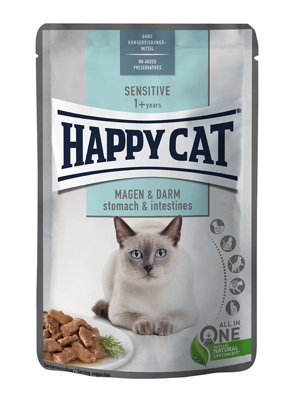 Happy Cat Wet Food for Adult Cats with Sensitive Stomach & Intestine Ages 1+ Years, 85g
Happy Cat Wet Food for Adult Cats with Sensitive Stomach & Intestine Ages 1+ Years, 85g