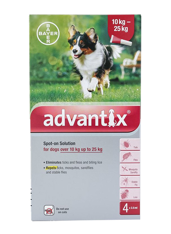 Advantix Spot On Solution Flea & Tick for Large 10-25 Kg Dog, 4 x 2.5ml, Multicolour
Advantix Spot On Solution Flea & Tick for Large 10-25 Kg Dog, 4 x 2.5ml, Multicolour