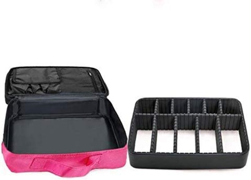Generic Makeup Travel Bag, Portable Travel Cosmetic Organizer Bag with Adjustable Dividers for Cosmetic Brushes, Pink.
Generic Makeup Travel Bag, Portable Travel Cosmetic Organizer Bag with Adjustable Dividers for Cosmetic Brushes, Pink.