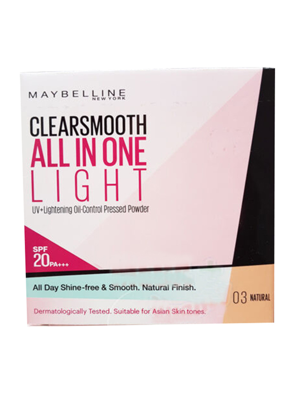 Maybelline New York Clear Smooth UV + Lighting Oil-Control Press Powder, SPF 20, 03 Natural, Beige
Maybelline New York Clear Smooth UV + Lighting Oil-Control Press Powder, SPF 20, 03 Natural, Beige