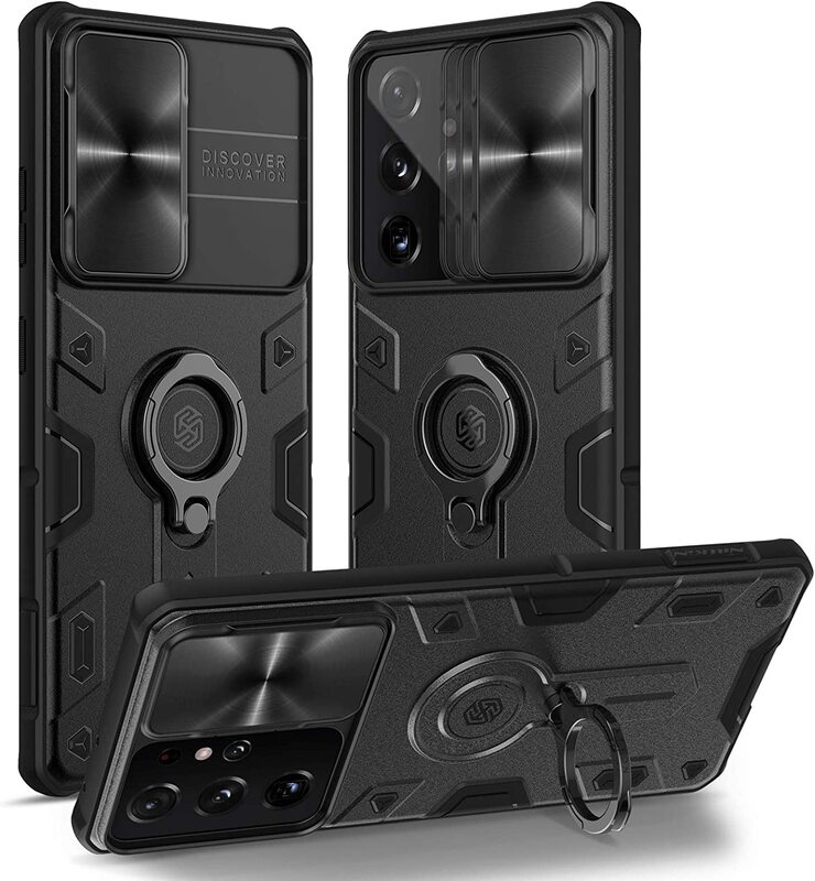 Nillkin Cam Shield Armor Samsung Galaxy S21 Ultra Case with Kickstand Ring Holder, Black
Nillkin Cam Shield Armor Samsung Galaxy S21 Ultra Case with Kickstand Ring Holder, Black