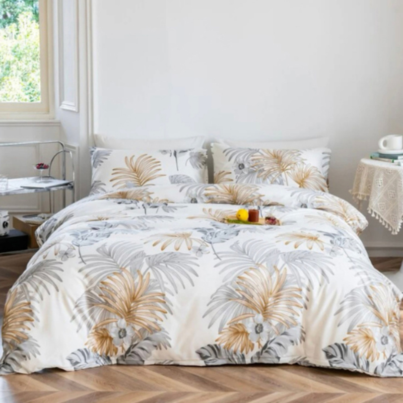Luna Home 6-Piece Elegant Tropical Leaves Design without Filler Bedding Set, 1 Duvet Cover + 1 Flat sheet + 4 Pillow Covers, Double/Queen, White/Grey
Luna Home 6-Piece Elegant Tropical Leaves Design without Filler Bedding Set, 1 Duvet Cover + 1 Flat sheet + 4 Pillow Covers, Double/Queen, White/Grey