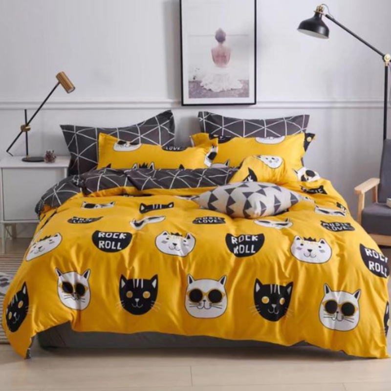 Deals For Less 6-Piece Cute Cat Face Design Bedding Set, 1 Duvet Cover + 1 Flat Bedsheet + 4 Pillow Covers, Yellow/Black, Queen/Double
Deals For Less 6-Piece Cute Cat Face Design Bedding Set, 1 Duvet Cover + 1 Flat Bedsheet + 4 Pillow Covers, Yellow/Black, Queen/Double