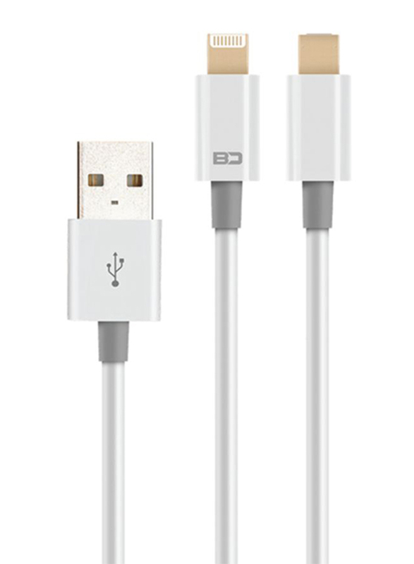 Bluedigit 2-in-1 USB Cable, USB Type A Male to Lightning and Micro USB B for Mobiles/Tablets, White
Bluedigit 2-in-1 USB Cable, USB Type A Male to Lightning and Micro USB B for Mobiles/Tablets, White
