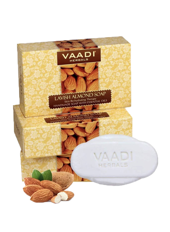 Vaadi Herbals Rehydrating Organic Lavish Almond Soap, with Honey & Aloe Vera Extract, 75gm, 3 Pieces
Vaadi Herbals Rehydrating Organic Lavish Almond Soap, with Honey & Aloe Vera Extract, 75gm, 3 Pieces