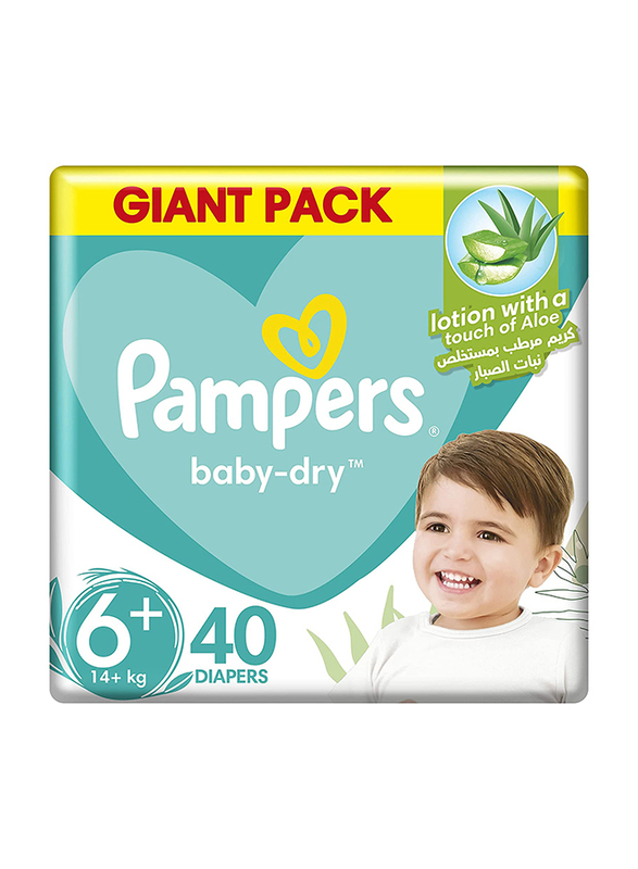 Pampers Baby Dry Diapers, Size 6+, 14+ kg, Giant Pack, 40 Count