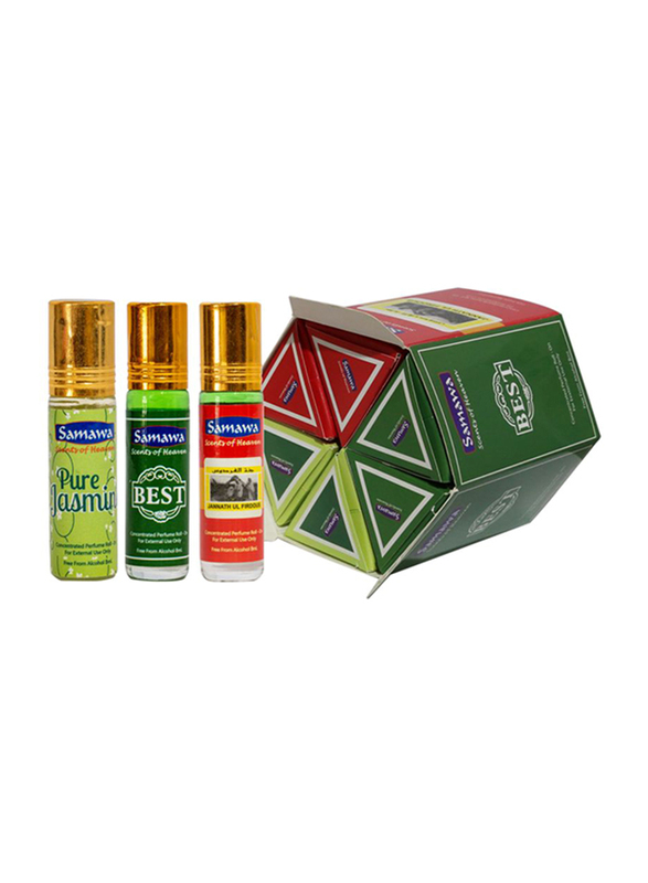 Samawa 6-Pieces Attar Full Roll On Set Unisex, 2 x Pure Jasmine 8ml Attar, 2 x Best 8ml Attar, 2 x Jannath UL Firdous 8ml Attar
Samawa 6-Pieces Attar Full Roll On Set Unisex, 2 x Pure Jasmine 8ml Attar, 2 x Best 8ml Attar, 2 x Jannath UL Firdous 8ml Attar