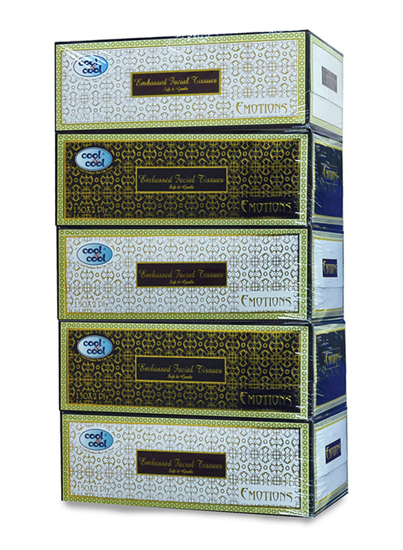 Cool & Cool Emotions Embossed Facial Tissues, 2 Ply x 200 Sheets x 5 Pieces, White
Cool & Cool Emotions Embossed Facial Tissues, 2 Ply x 200 Sheets x 5 Pieces, White