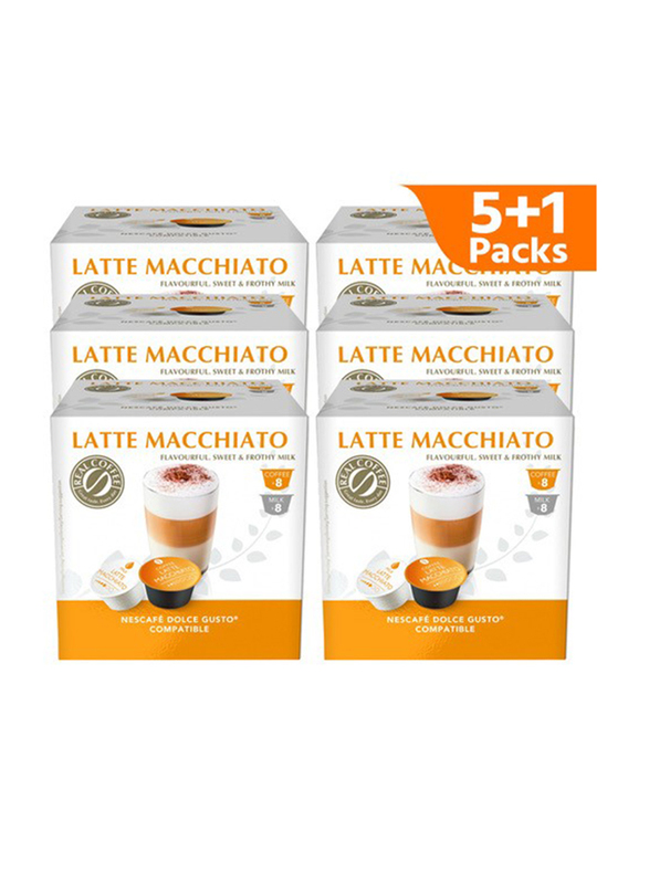 Real Coffee Latte Macchiato Dolce Gusto-Compatible Coffee Capsules, 6 Boxes x 16 Capsules
Real Coffee Latte Macchiato Dolce Gusto-Compatible Coffee Capsules, 6 Boxes x 16 Capsules