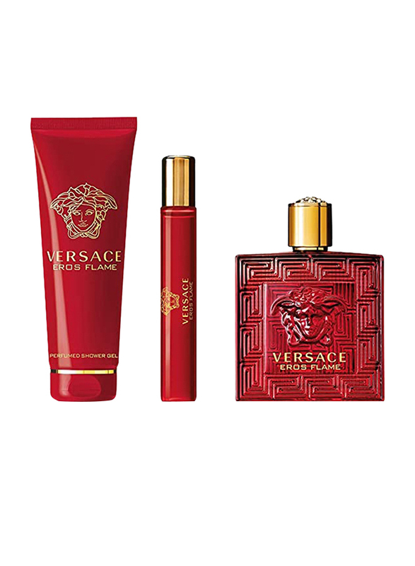 Versace 3-Piece Eros Flame Gift Set for Men, 100ml EDP Perfume, 10ml EDP Perfume, 150ml Shower Gel
Versace 3-Piece Eros Flame Gift Set for Men, 100ml EDP Perfume, 10ml EDP Perfume, 150ml Shower Gel