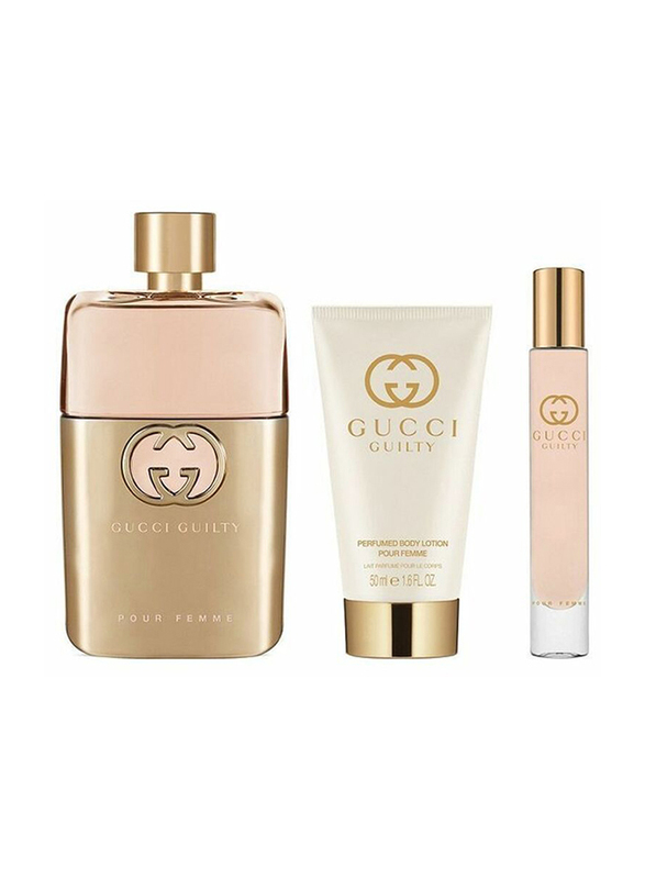 Gucci 3-Piece Guilty Pour Femme Gift Set for Women, 90ml EDP Perfume, 50ml Body Lotion, 7ml Rollerball
Gucci 3-Piece Guilty Pour Femme Gift Set for Women, 90ml EDP Perfume, 50ml Body Lotion, 7ml Rollerball