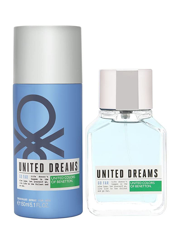 Benetton 2-Piece United Dreams Go Far Gift Set for Men, 100ml EDT Perfume, 150ml Deodorant
Benetton 2-Piece United Dreams Go Far Gift Set for Men, 100ml EDT Perfume, 150ml Deodorant