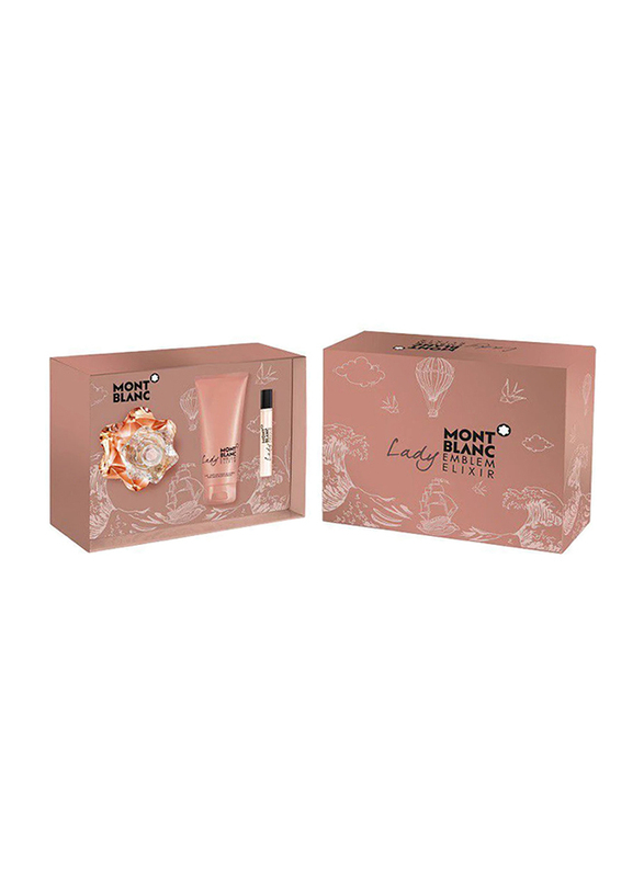 Mont Blanc 3-Piece Gift Set for Women, Lady Emblm Elixir 75ml EDP Perfume Spray, Lady Emblm Elixir 7.5 EDP Perfume Travel Spray, Lady Emblm Elixir 100ml Perfumed Body
Mont Blanc 3-Piece Gift Set for Women, Lady Emblm Elixir 75ml EDP Perfume Spray, Lady Emblm Elixir 7.5 EDP Perfume Travel Spray, Lady Emblm Elixir 100ml Perfumed Body