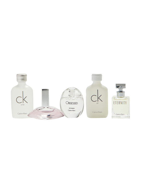 Calvin Klein 5-Piece Perfume Set for Women, One 10ml EDT Perfume, Euphoria 4ml EDP Perfume, All 10ml EDT Perfume, Obsessed 5ml EDP Perfume, Eternity 5ml EDP Perfume
Calvin Klein 5-Piece Perfume Set for Women, One 10ml EDT Perfume, Euphoria 4ml EDP Perfume, All 10ml EDT Perfume, Obsessed 5ml EDP Perfume, Eternity 5ml EDP Perfume