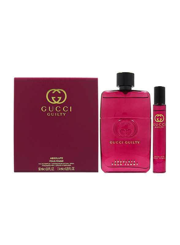 Gucci 2-Piece Guilty Absolute Travel Set for Women, 90ml EDP Perfume, 7.4ml EDP Perfume
Gucci 2-Piece Guilty Absolute Travel Set for Women, 90ml EDP Perfume, 7.4ml EDP Perfume