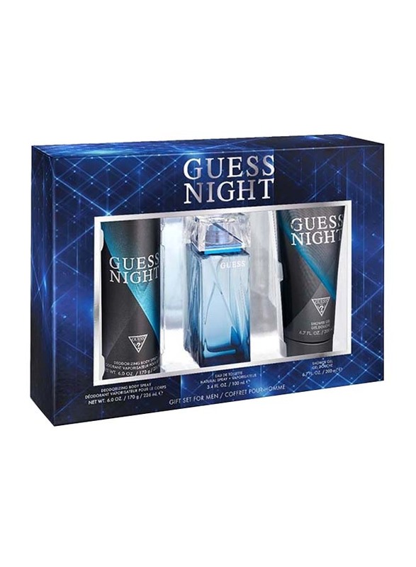 Guess 3-Piece Guess Night Gift Set for Men, 100ml EDT Perfume, 200ml Shower Gel, 226ml Body Spray
Guess 3-Piece Guess Night Gift Set for Men, 100ml EDT Perfume, 200ml Shower Gel, 226ml Body Spray