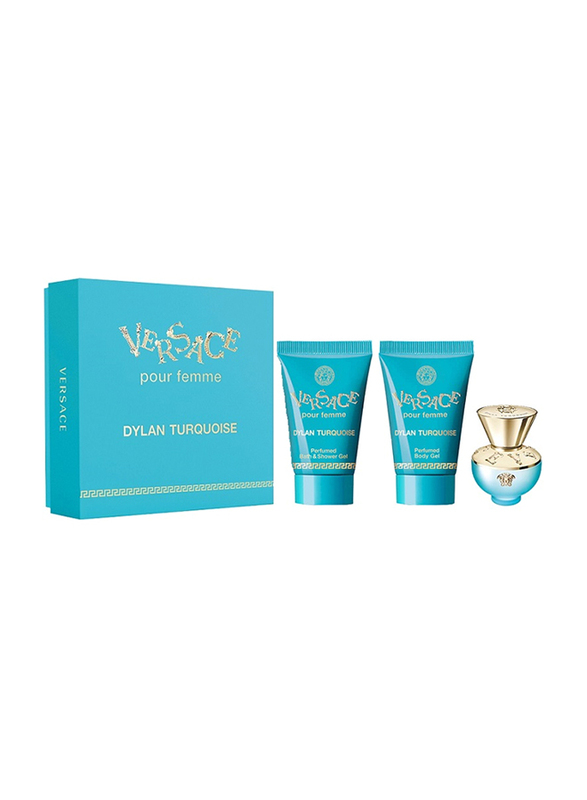 Versace 3-Piece Pour Femme Dylan Turquoise Gift Set for Women, 50ml EDT Perfume, 50ml Shower Gel, 50ml Body Gel
Versace 3-Piece Pour Femme Dylan Turquoise Gift Set for Women, 50ml EDT Perfume, 50ml Shower Gel, 50ml Body Gel