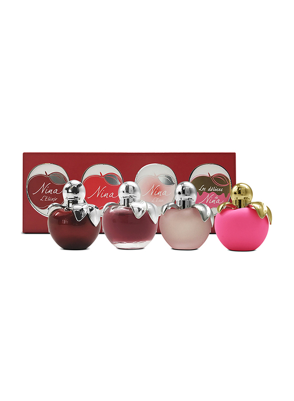Nina Ricci 4-Piece Perfume Set EDT Perfume for Women, L'Elixir 4ml EDP Perfume, Nina 4ml EDT Perfume, L'Eau Fraiche 4ml EDT Perfume, Les Delices 4ml EDT Perfume
Nina Ricci 4-Piece Perfume Set EDT Perfume for Women, L'Elixir 4ml EDP Perfume, Nina 4ml EDT Perfume, L'Eau Fraiche 4ml EDT Perfume, Les Delices 4ml EDT Perfume