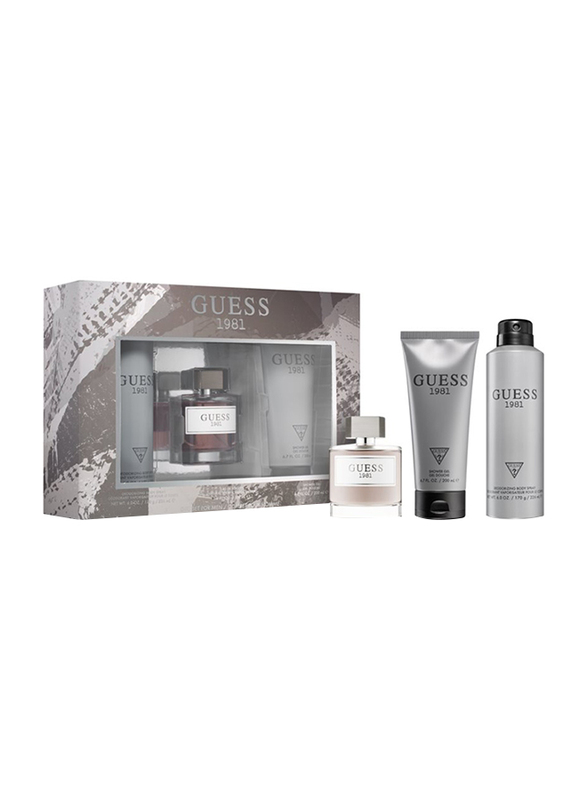 Guess 3-Piece 1981 Gift Set for Men, 100ml EDT Perfume, 200ml Shower Gel, 226ml Body Spray
Guess 3-Piece 1981 Gift Set for Men, 100ml EDT Perfume, 200ml Shower Gel, 226ml Body Spray