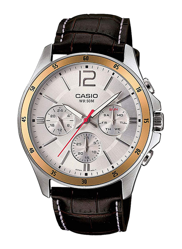 Casio Enticer Analog Watch for Men with Leather Band, Water Resistant with Chronograph, MTP-1374L-7AV, Black-Gold/Silver
Casio Enticer Analog Watch for Men with Leather Band, Water Resistant with Chronograph, MTP-1374L-7AV, Black-Gold/Silver