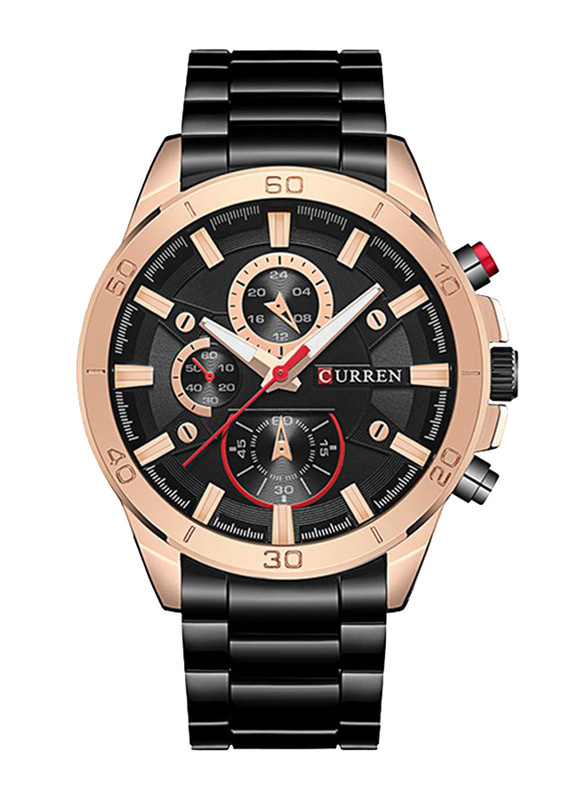 Curren Analog Watch for Men with Stainless Steel Band, Water Resistant, 8275HMH, Black-Rose Gold/Black
Curren Analog Watch for Men with Stainless Steel Band, Water Resistant, 8275HMH, Black-Rose Gold/Black