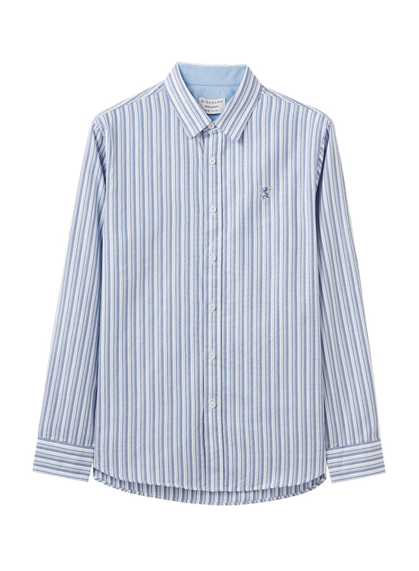 Giordano Embroidery Details Striped Cotton Oxford Shirt for Men, Small, Blue/White
Giordano Embroidery Details Striped Cotton Oxford Shirt for Men, Small, Blue/White