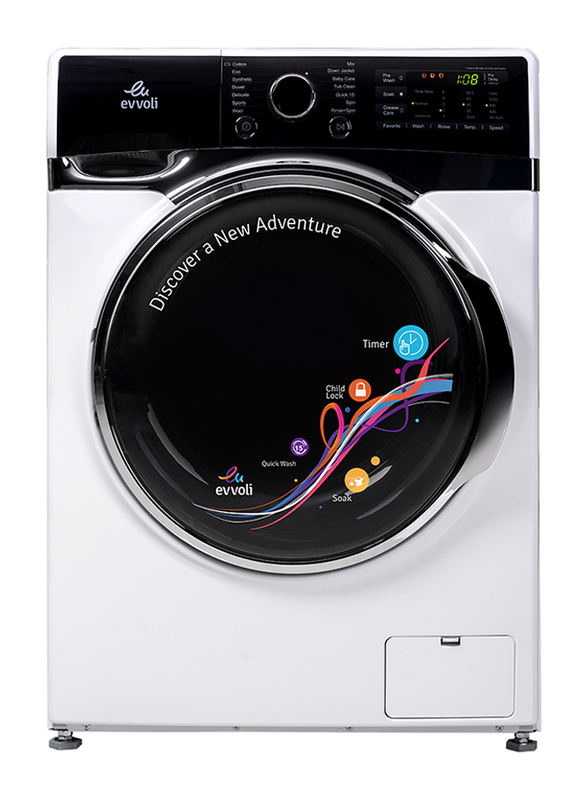 Evvoli 9 Kg 1400 RPM Direct Drive Motor Front Load Washing Machine, EVWM-FDDH-914W, White
Evvoli 9 Kg 1400 RPM Direct Drive Motor Front Load Washing Machine, EVWM-FDDH-914W, White