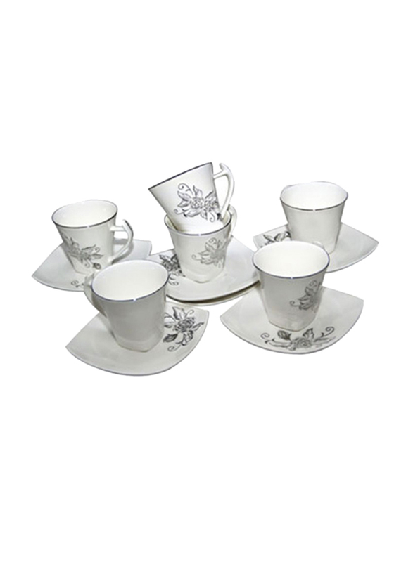 RoyalFord 12-Pieces New Bone China Silver Design Square Cup & Saucer, RF5726, White
RoyalFord 12-Pieces New Bone China Silver Design Square Cup & Saucer, RF5726, White