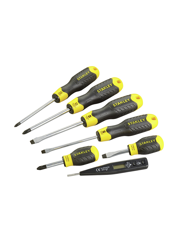 Stanley 6-Piece Magnetic Tip Screwdriver Set with Voltage Tester, 0-65-009, Black/Yellow
Stanley 6-Piece Magnetic Tip Screwdriver Set with Voltage Tester, 0-65-009, Black/Yellow