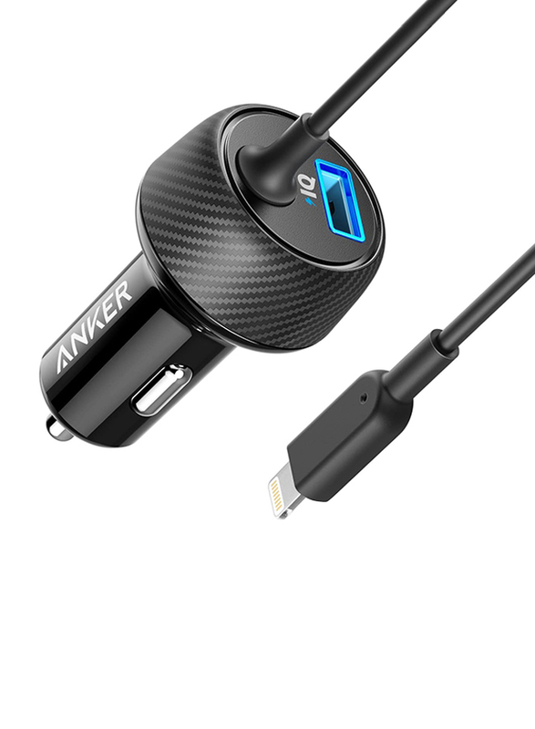 Anker PowerDrive 2 Elite Car Charger with 3-Feet Lightning Connector and USB Port, 24W, Black
Anker PowerDrive 2 Elite Car Charger with 3-Feet Lightning Connector and USB Port, 24W, Black