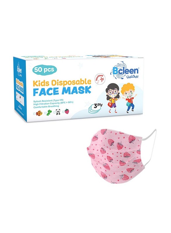 Bcleen 3-Ply Strawberry Printed Disposable Face Mask for Kids, Pink, 50 Pieces
Bcleen 3-Ply Strawberry Printed Disposable Face Mask for Kids, Pink, 50 Pieces